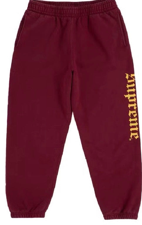 Supreme Old English Washed Sweatpants Red/Orange