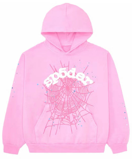 Sp5der Web Logo Hoodie Pink