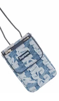 Supreme Fat Tip Jacquard Neck Pouch Navy