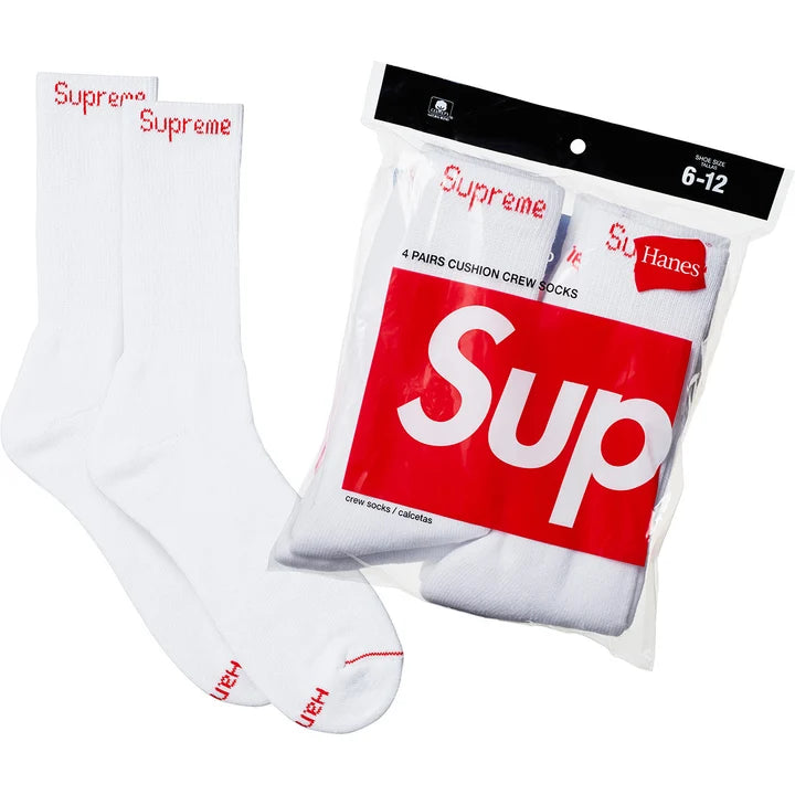 Supreme x Hanes Sock 4-Pack White