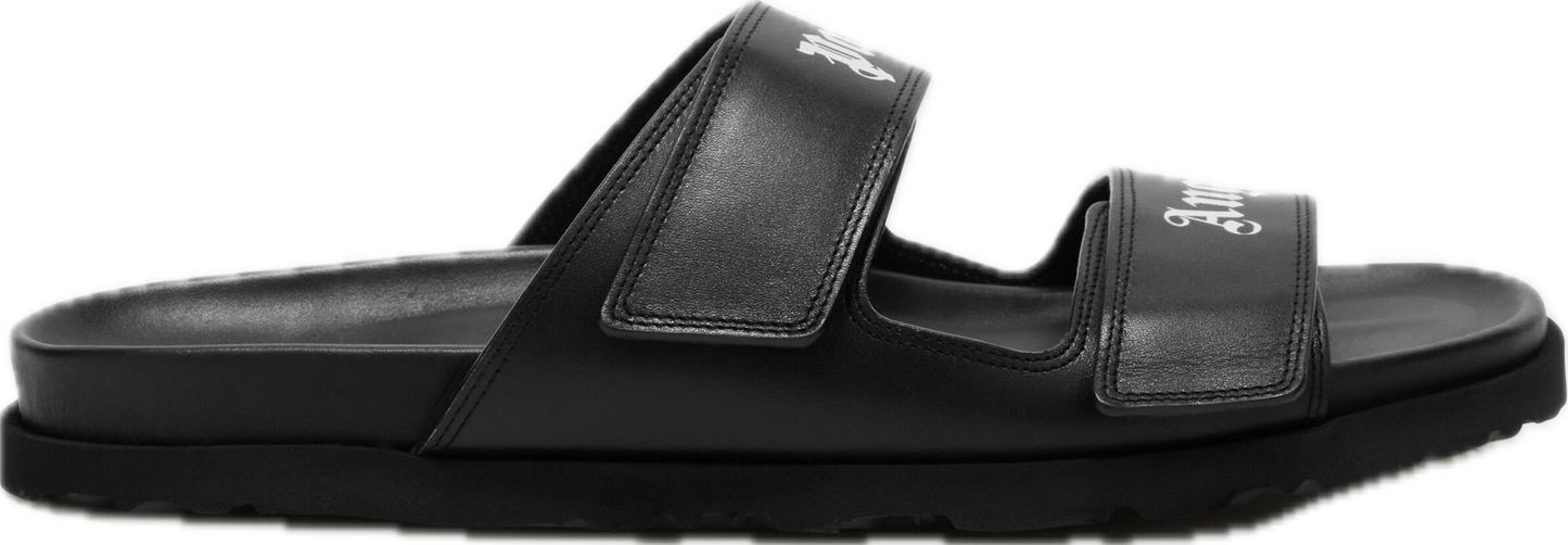 Palm Angels Logo Leather Sandal Black