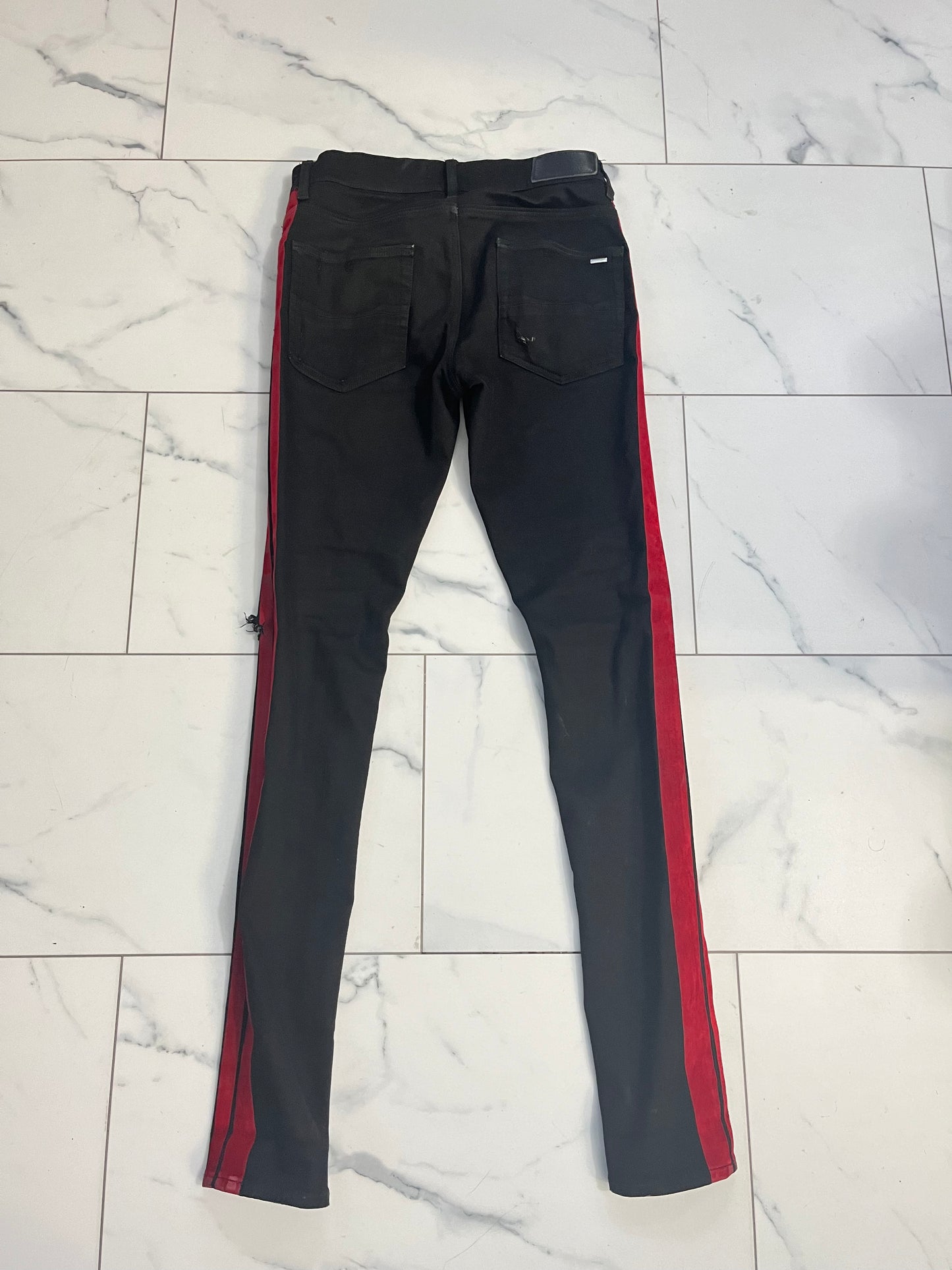 AMIRI Black/Red Pinstriped Denims