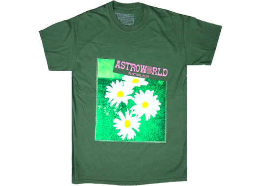 Travis Scott Astroworld “Festival Run Flower” Tee Olive Green