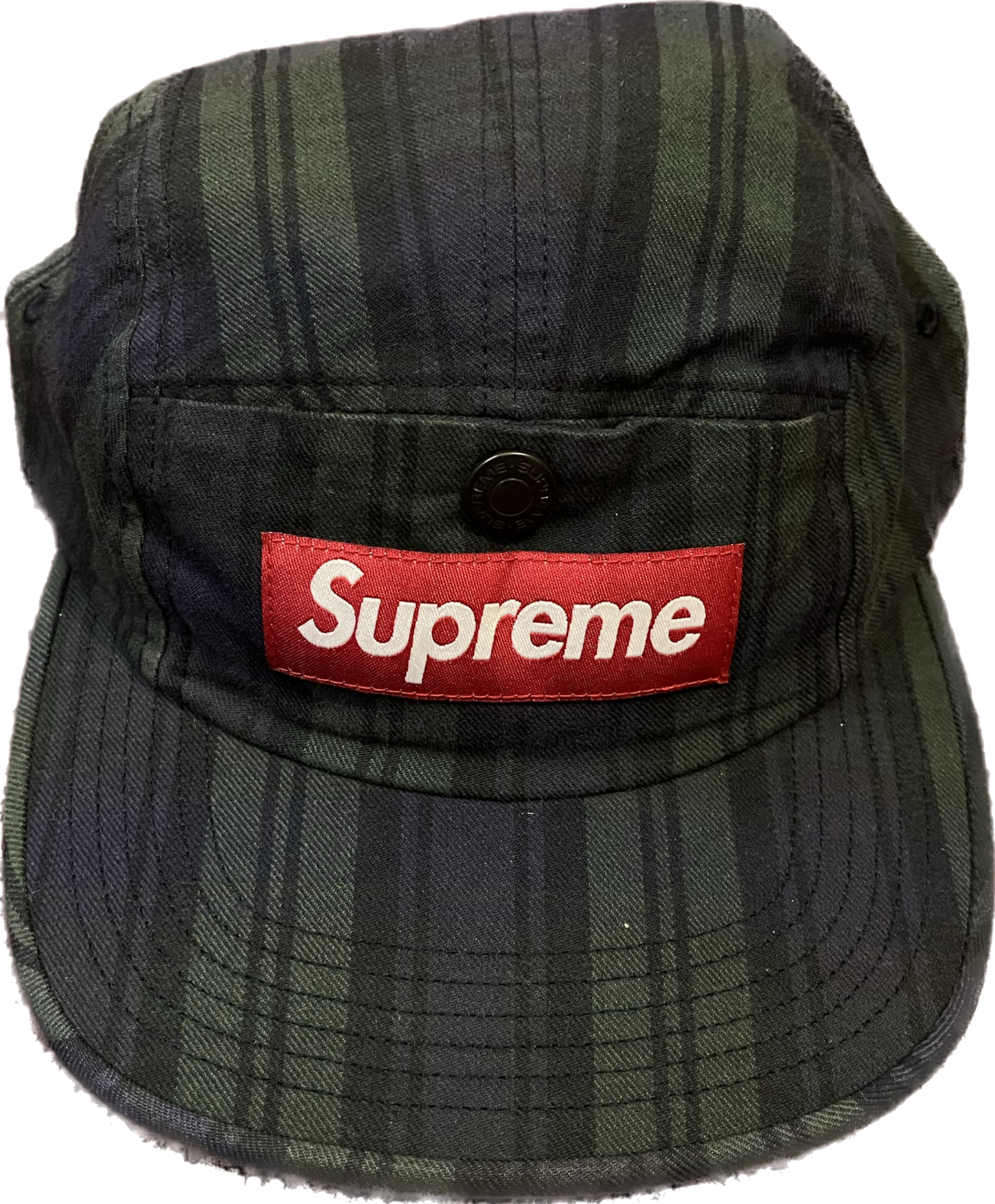 Supreme “Snap Button Pocket” Plaid Camp Cap (FW18)