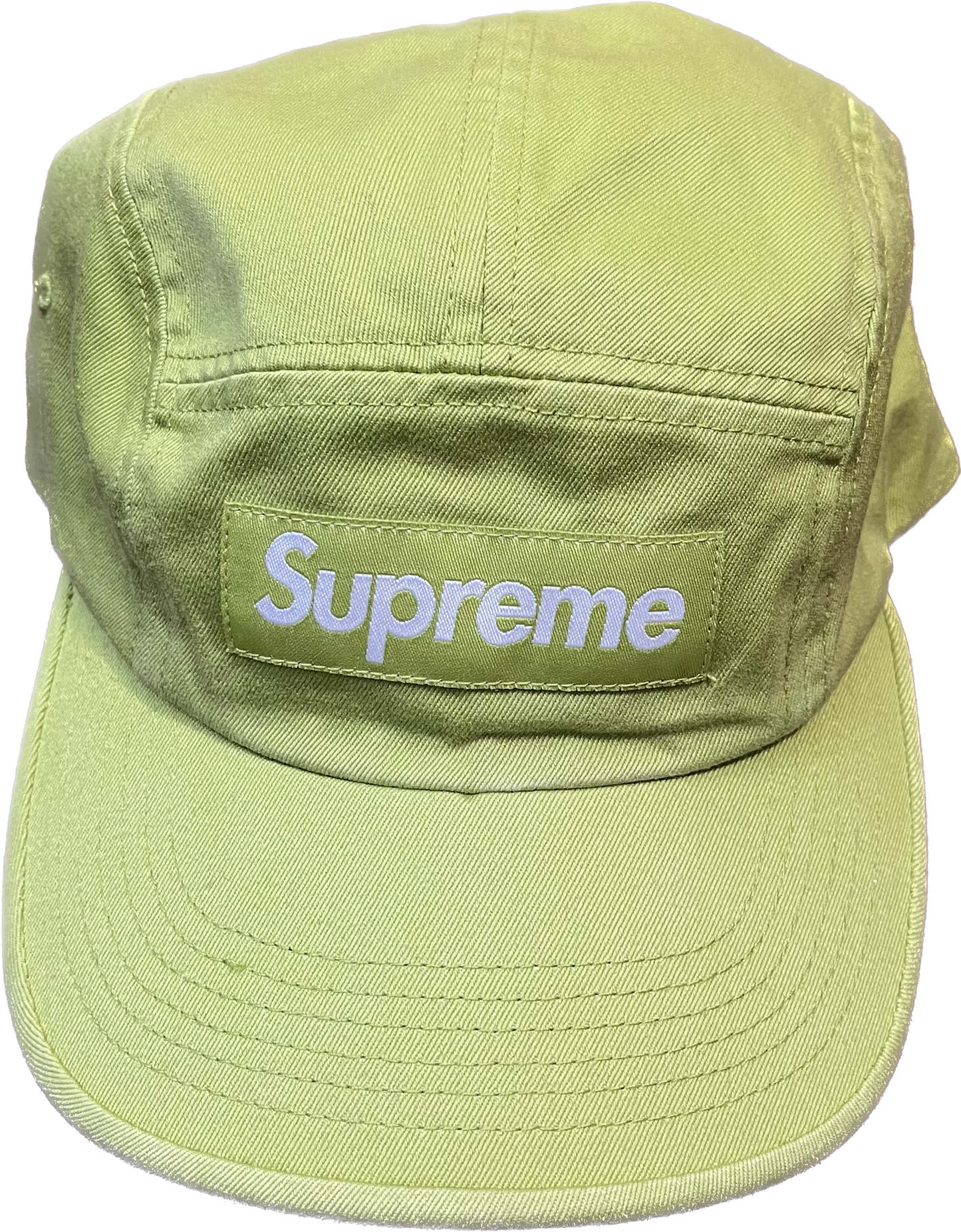 Supreme Lime Green Linen Camp Cap (SS21)