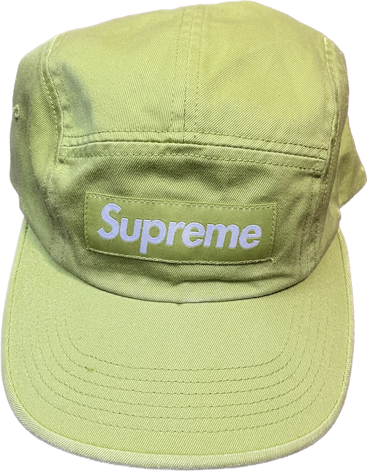 Supreme Lime Green Linen Camp Cap (SS21)