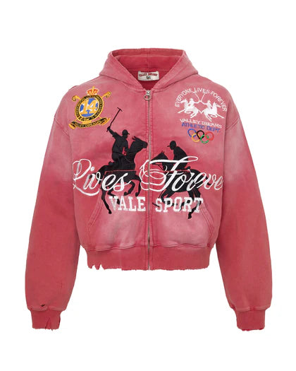 Vale Rockefeller Zip-Up Hoodie Red