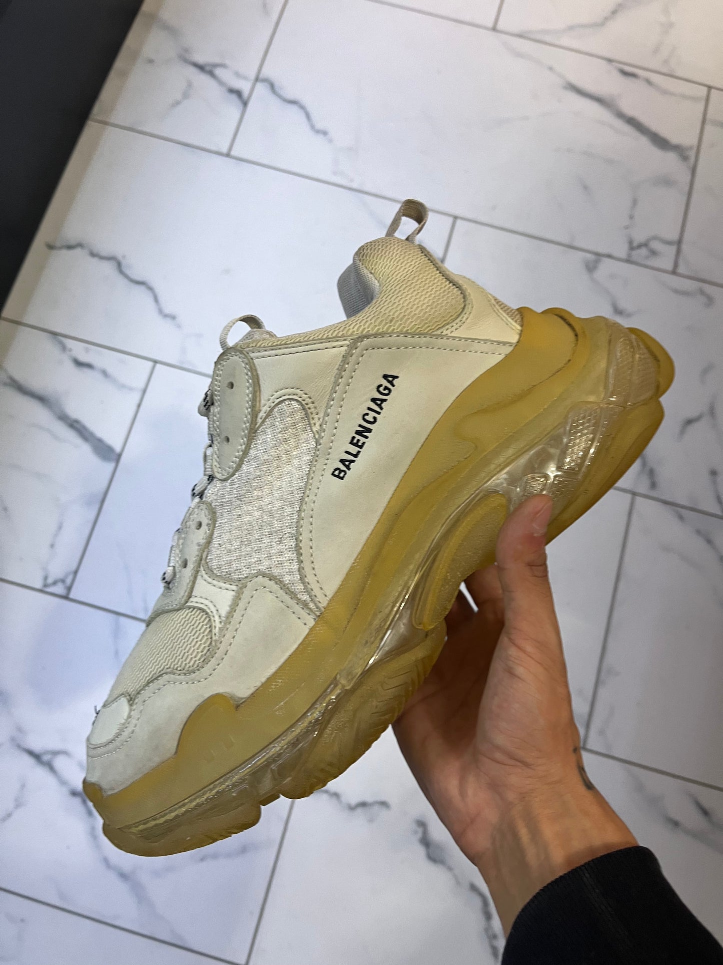 Balenciaga Triple S White/Clear Sole