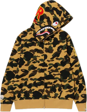 Bape A Bathing Ape 1st camo Shark Full-Zip Yellow PONR