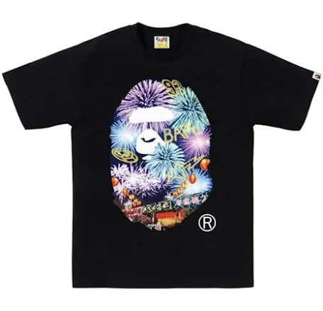 Bape “Fireworks Apehead” Tee Black