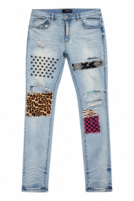 Amiri Art Patch Distressed Jeans