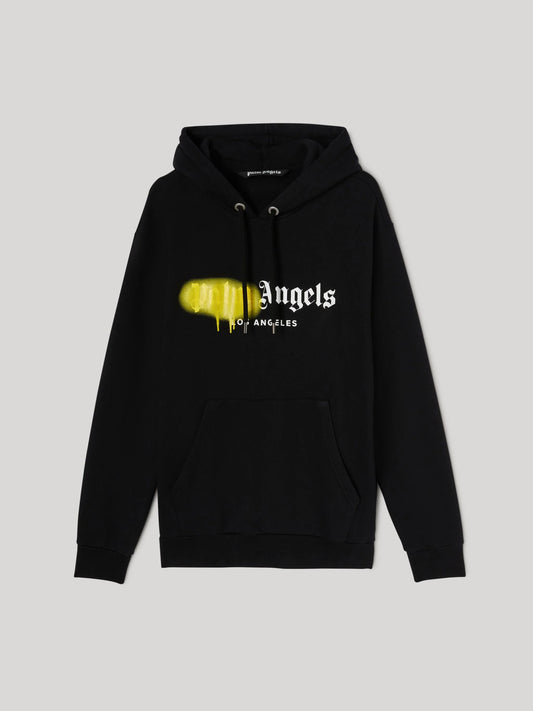 Palm Angels LA Spray Logo Hoodie Black/Yellow