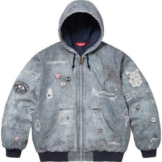 Supreme “HJR Trompe Loeil” Hooded Denim Bomber Jacket FW25