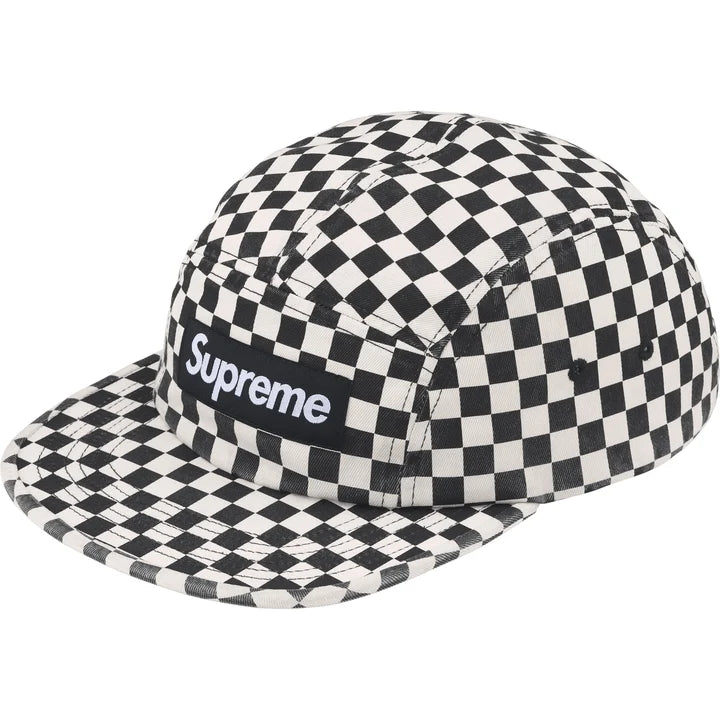 Supreme Washed Chino Twill Checkerboard Camp Cap FW26