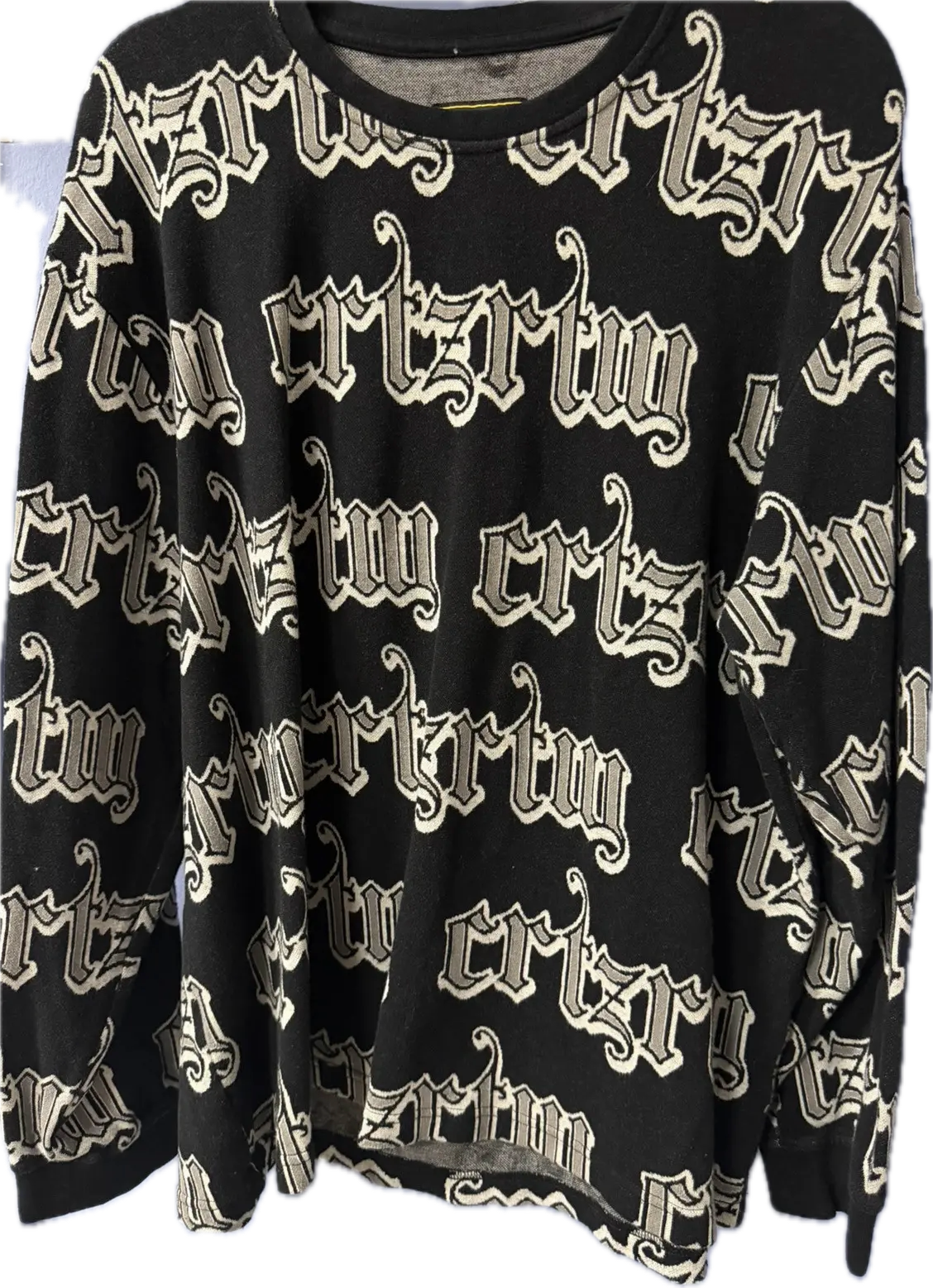Corteiz Jacquard Repeater Crewneck Black