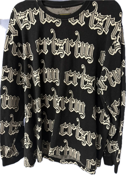 Corteiz Jacquard Repeater Crewneck Black