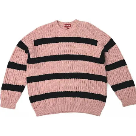 Supreme Striped Knitted Crewneck Sweater Pink
